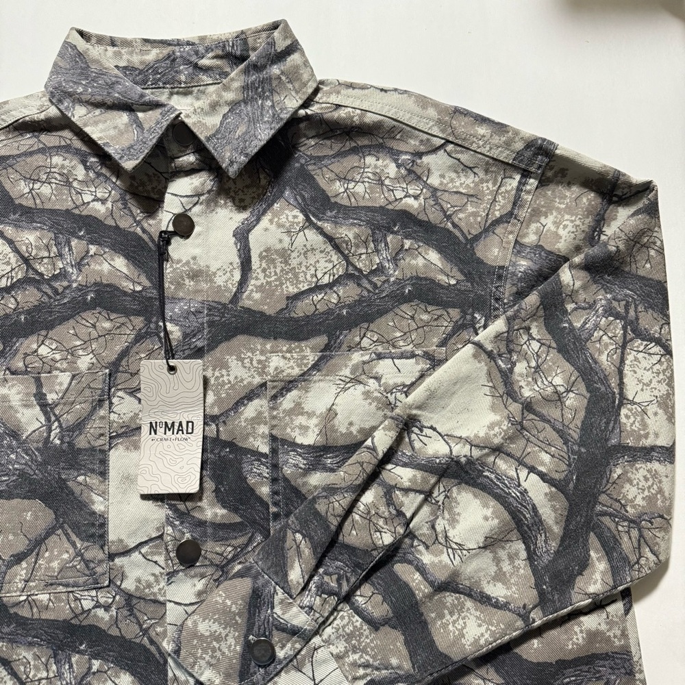 Nomad Men’s Forest Camo Denim Button Down Jacket
Size Medium, Brand New